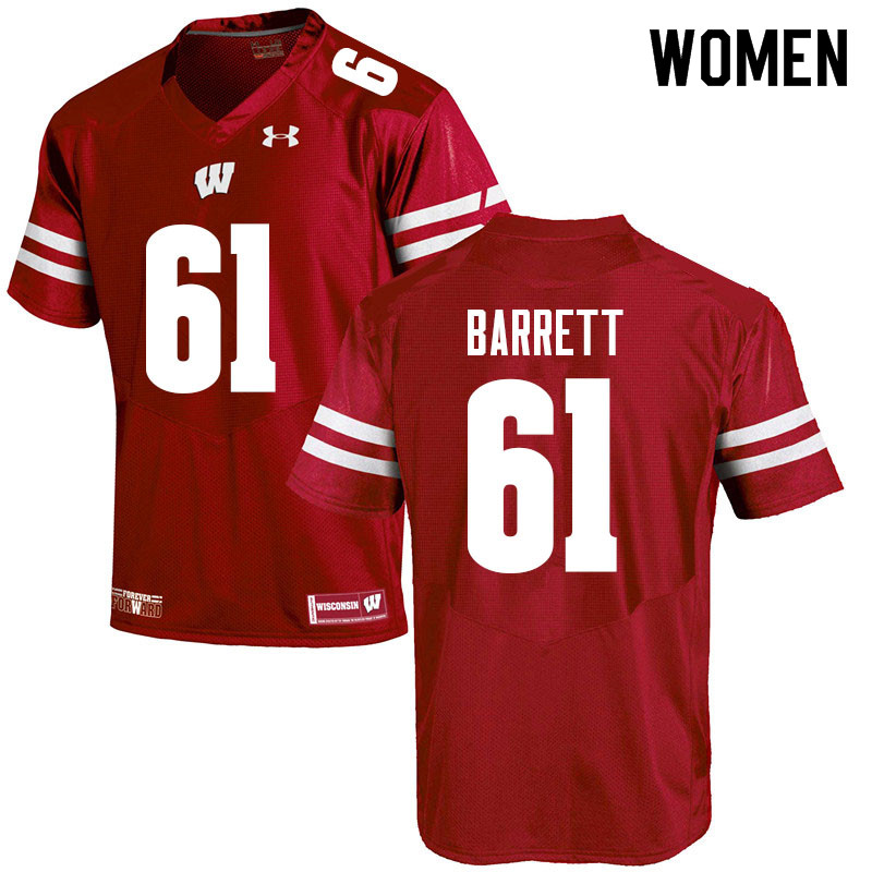 Wisconsin Badgers Women's #61 Dylan Barrett NCAA Under Armour Authentic Red College Stitched Football Jersey FZ40I73SF